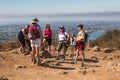 Women hikers summit view San Diego