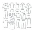 Women home clothes sleepwear flat thin line icons
