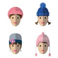 Women icons with wool hats Royalty Free Stock Photo