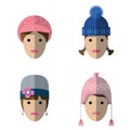 Women icons with wool hats