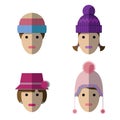 Women icons with wool hats Royalty Free Stock Photo