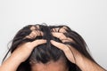 Women itching scalp damaged hair, Haircare Royalty Free Stock Photo