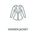 Women jacket vector line icon, linear concept, outline sign, symbol
