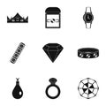 Women jewelry icon set, simple style