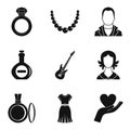 Women jewelry icons set, simple style