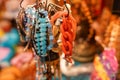 Women jewelry market. a lot of colourful jewerly in the store Royalty Free Stock Photo