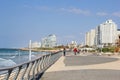 February 2019, Women jogging boulevard Mediterranean sea, Tel Aviv