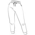 Women jogging pants, ladies sport sweatpants sketch drawing, contour lines drawn Royalty Free Stock Photo