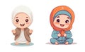 WOMEN KIDS MUSLIM CUTE CHARACTER CHIBI STYLE VECTOR