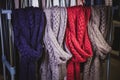 Women knitted scarves, clothing