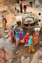 Women labourers working on a construction site in India.