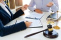 Women lawyer discussing with clients in courtroom. justice and law ,attorney, court judge, meeting concept