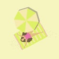 Women laying on blanket at summer resort. Vector flat illustration.