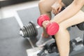 Women lift the dumbbell for exercise. Royalty Free Stock Photo