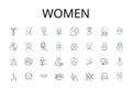 Women line icons collection. Men, Ladies, Gals, Females, Damsels, Chicks, Babes vector and linear illustration. Girls Royalty Free Stock Photo