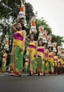 Women in lines at Pesta Kesenian Bali 2002 Royalty Free Stock Photo