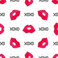 Women lips, XOXO, seamless Royalty Free Stock Photo