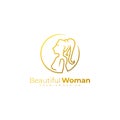 Women logo with line style design vector, salon logos Royalty Free Stock Photo