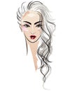 Women long hair style icon, logo women on white background Royalty Free Stock Photo