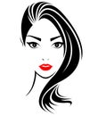 Women long hair style icon, logo women face Royalty Free Stock Photo