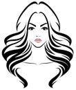 Women long hair style icon, logo women face on white background Royalty Free Stock Photo