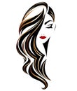 Women long hair style icon, logo women on white background