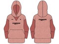 Women Long sleeve Hoodie jacket sweatshirt design template in vector, girls Hooded jacket sweater with front and back view, long