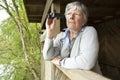 Women looking through binoculars