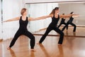 women making a fitness exercisen in synchrony