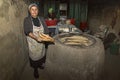 Making Georgian bread in Georgia, Caucasus