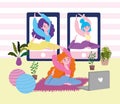 women making online yoga