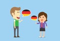 Women and man speaking German