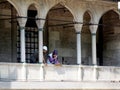 Persons working  in sultanahmet mosque in restoration Royalty Free Stock Photo