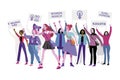 Women march protesting and vindicating their rights Royalty Free Stock Photo