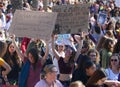 Women carrying banners during demonstration on March 8th