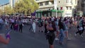 Women marching and displaying banners at International Women's Day 8M - Santiago, Chile - Mar 08, 2022