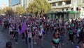 Women marching at International Women's Day 8M - Santiago, Chile - Mar 08, 2022