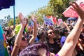 Women marching at International Women's Day 8M Strike - Santiago, Chile - Mar 08, 2020
