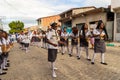 Women members of the cultural event Encontro de Chegancas, in Saubara Bahia, parade through the streets of the city dancing and