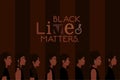 Women and men cartoons in side view with black lives matters text vector design
