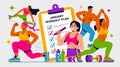 Women and Men Exercising with Workout Plan Royalty Free Stock Photo