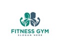 Women and men fitness muscle logo design. Royalty Free Stock Photo