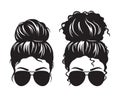 Women with Messy Bun and Sunglasses Face Silhouette Royalty Free Stock Photo