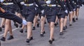 Women in military uniform at a military parade Royalty Free Stock Photo