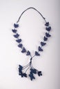 Women necklace made of indigo dye cloth