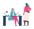 Women office colleagues in working issues, cartoon vector illustration isolated. Royalty Free Stock Photo