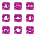 Women outfit icons set, grunge style Royalty Free Stock Photo