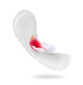 Women panty liner pad with a tulip petal closeup on white background