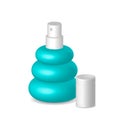 Women perfume in blue bottle, container with cap, illustration,