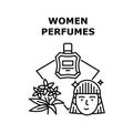 Women Perfumes Vector Concept Black Illustration